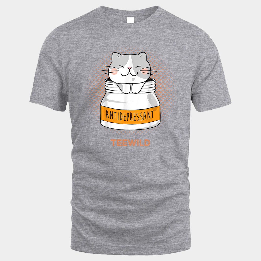 Antidepressant - Animal Cat Lover Unisex Tshirt - Sport Grey - Glaxycustom