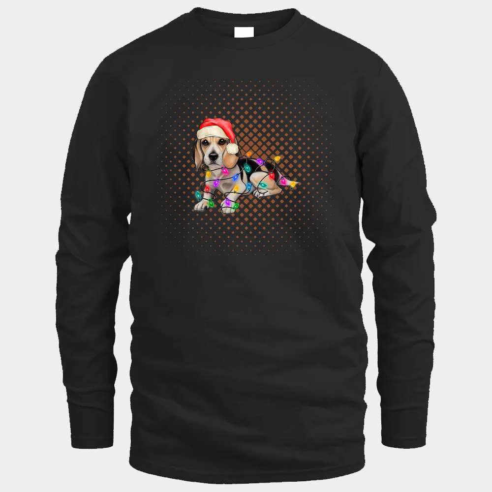 Beagle Santa Christmas Long Sleeve- Black - Glaxycustom