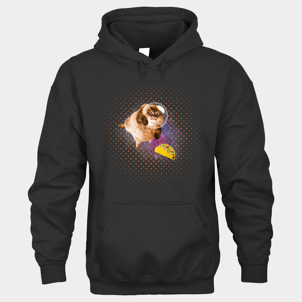 Taco Cat In Space Unisex Hoodie - Black - Glaxycustom