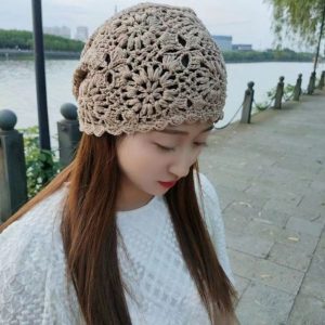 Thin Handmade Knitted Hat with Hollow Out Design