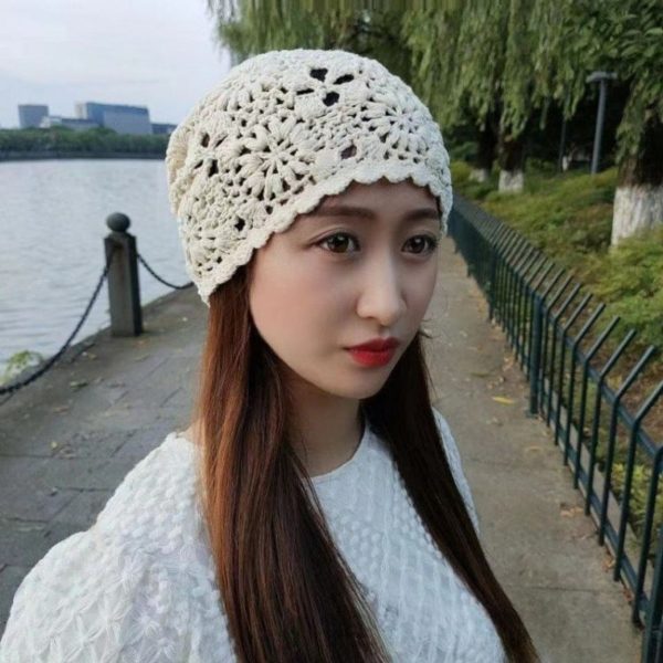 Thin Handmade Knitted Hat with Hollow Out Design