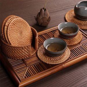 Coasters For Pots And Cups Made Of Rattan