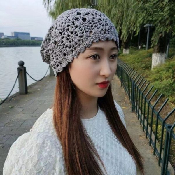 Thin Handmade Knitted Hat with Hollow Out Design