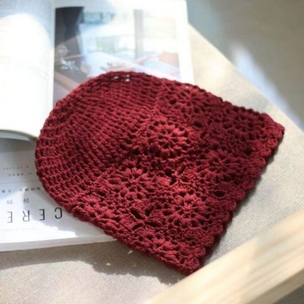 Thin Handmade Knitted Hat with Hollow Out Design