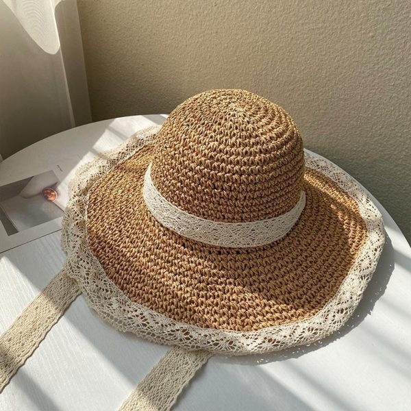 Super Pretty Handmade Soft Straw Hat with Lace