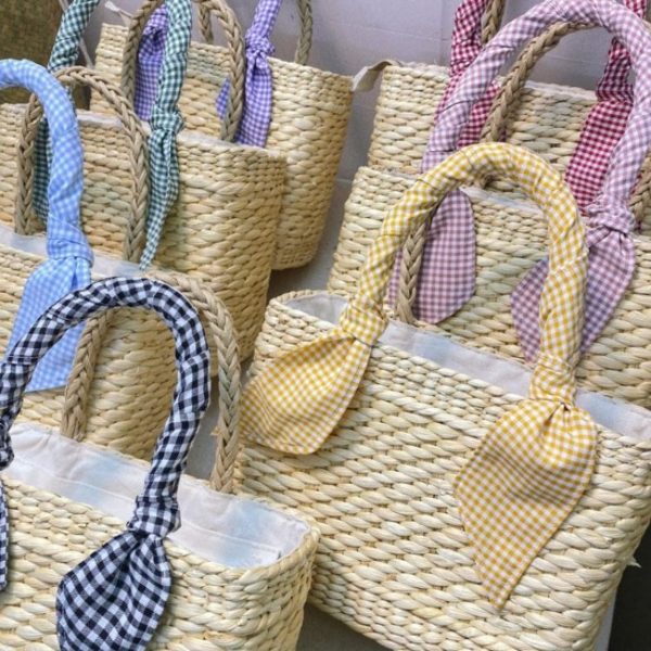 Pastel Striped Knot Handwoven Bag Made From Water Hyacinth